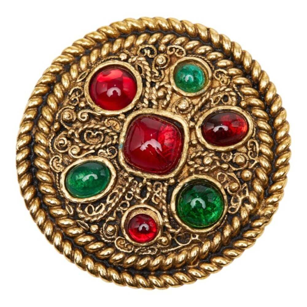 Chanel Brooch Pin, Round, Gold Plated, Women's CHANEL